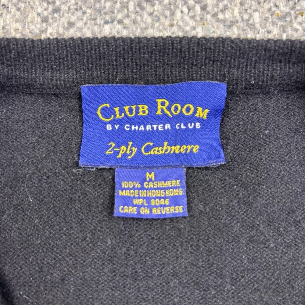 Club Room Men's Size 2-Ply Cashmere‎ V-Neck 100% Cashmere Sweater
